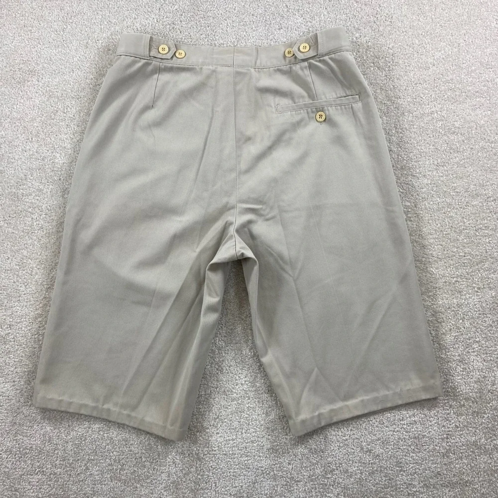 Vintage Nike Pleated Chino Shorts Mens 30 Tan Khaki Embroidered Logo Longline